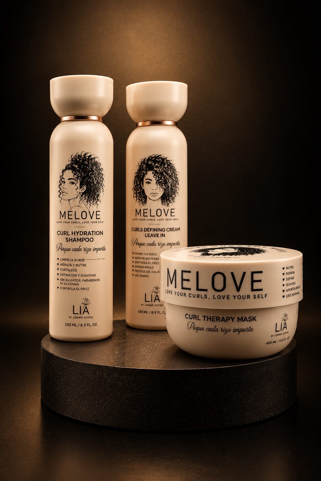 MELOVE: Curl Hydration Shampoo, Curls Defining Cream Leave In y Curl Therapy Mask